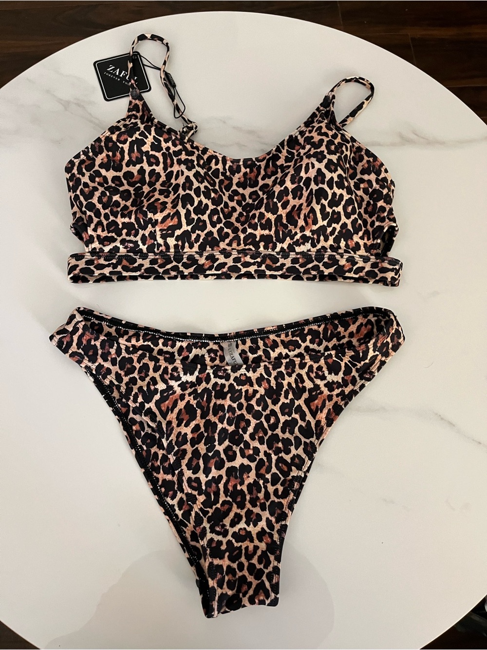 Zaful Leopard Print Bikini - Black/Brown
